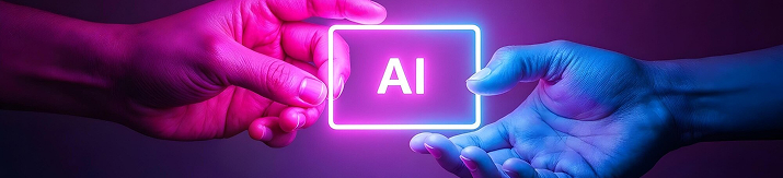 two hands and ai in middle